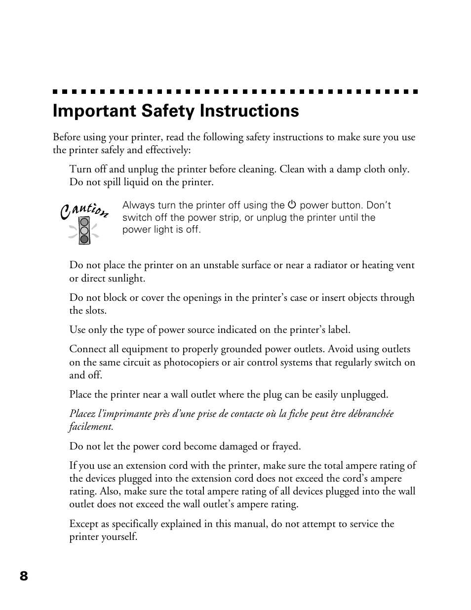 Important safety instructions | Epson 900N User Manual | Page 15 / 125