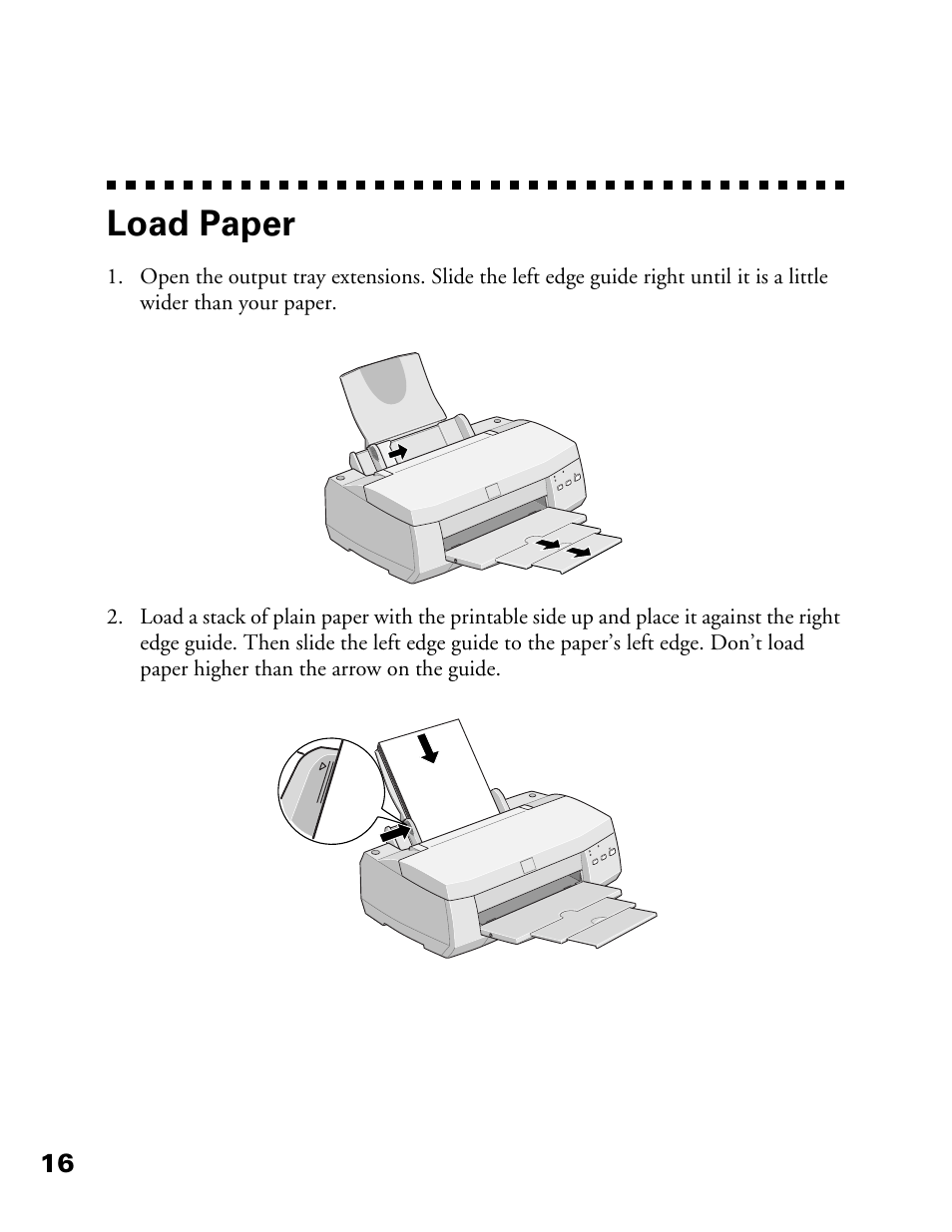 Load paper | Epson 900N User Manual | Page 23 / 125
