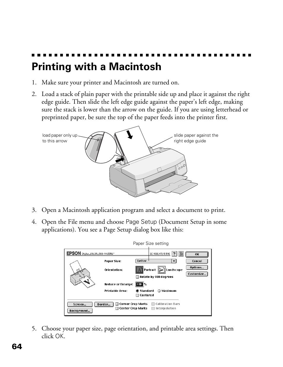 Printing with a macintosh | Epson 900N User Manual | Page 71 / 125