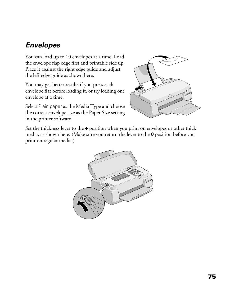 Envelopes | Epson 900N User Manual | Page 82 / 125