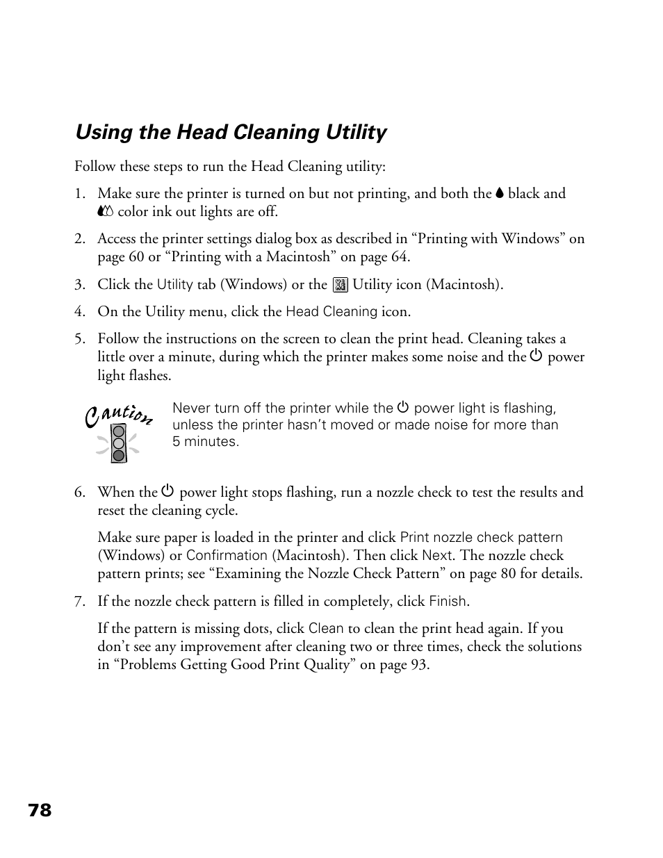 Using the head cleaning utility | Epson 900N User Manual | Page 85 / 125