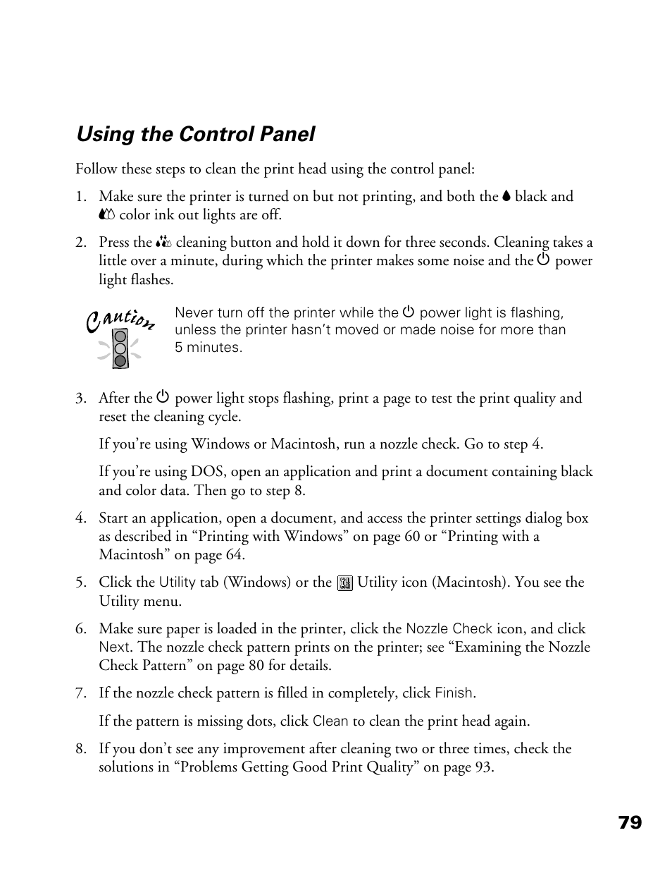 Using the control panel | Epson 900N User Manual | Page 86 / 125
