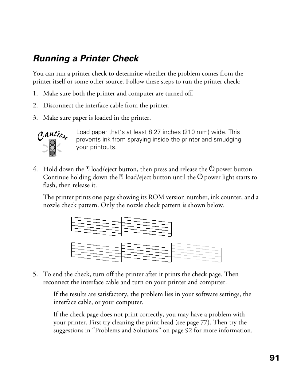 Running a printer check | Epson 900N User Manual | Page 98 / 125