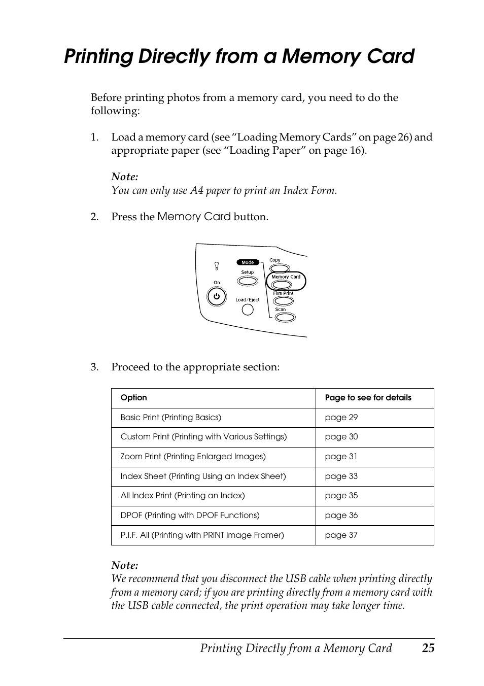 Printing directly from a memory card | Epson RX600 User Manual | Page 25 / 89