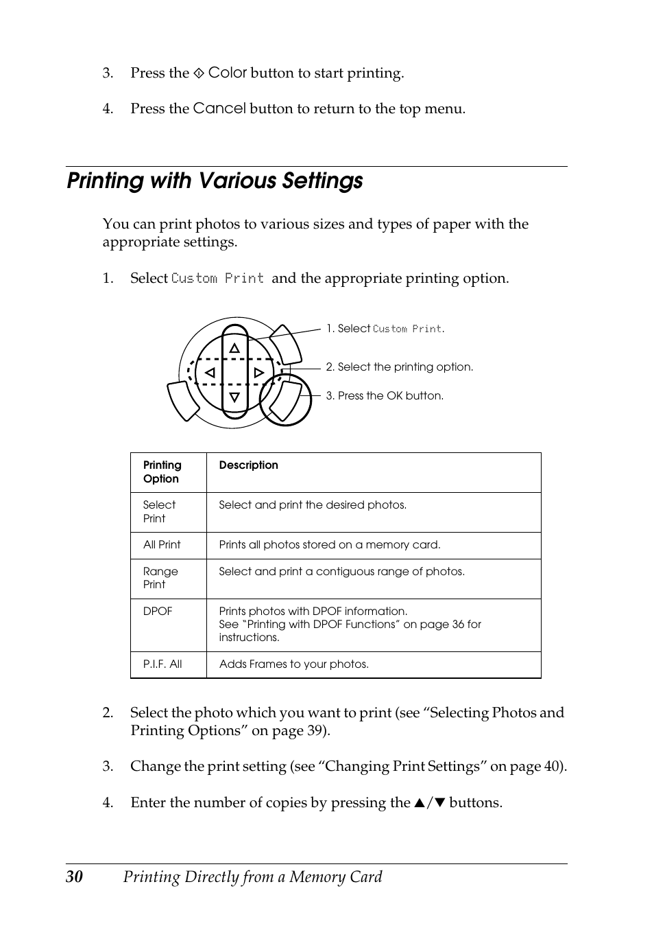 Printing with various settings | Epson RX600 User Manual | Page 30 / 89