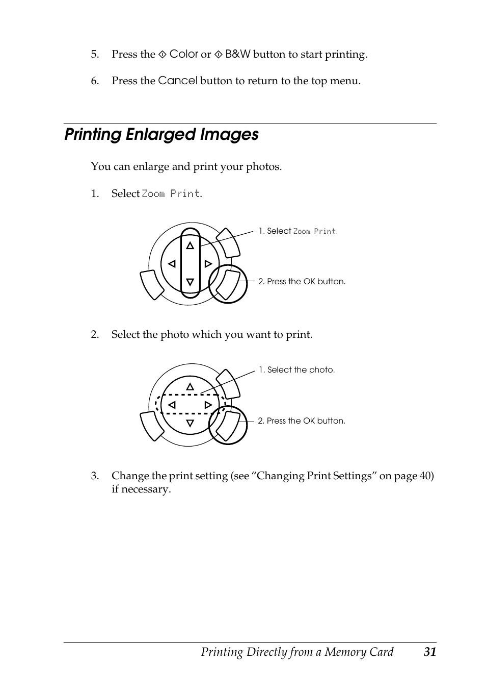 Printing enlarged images | Epson RX600 User Manual | Page 31 / 89