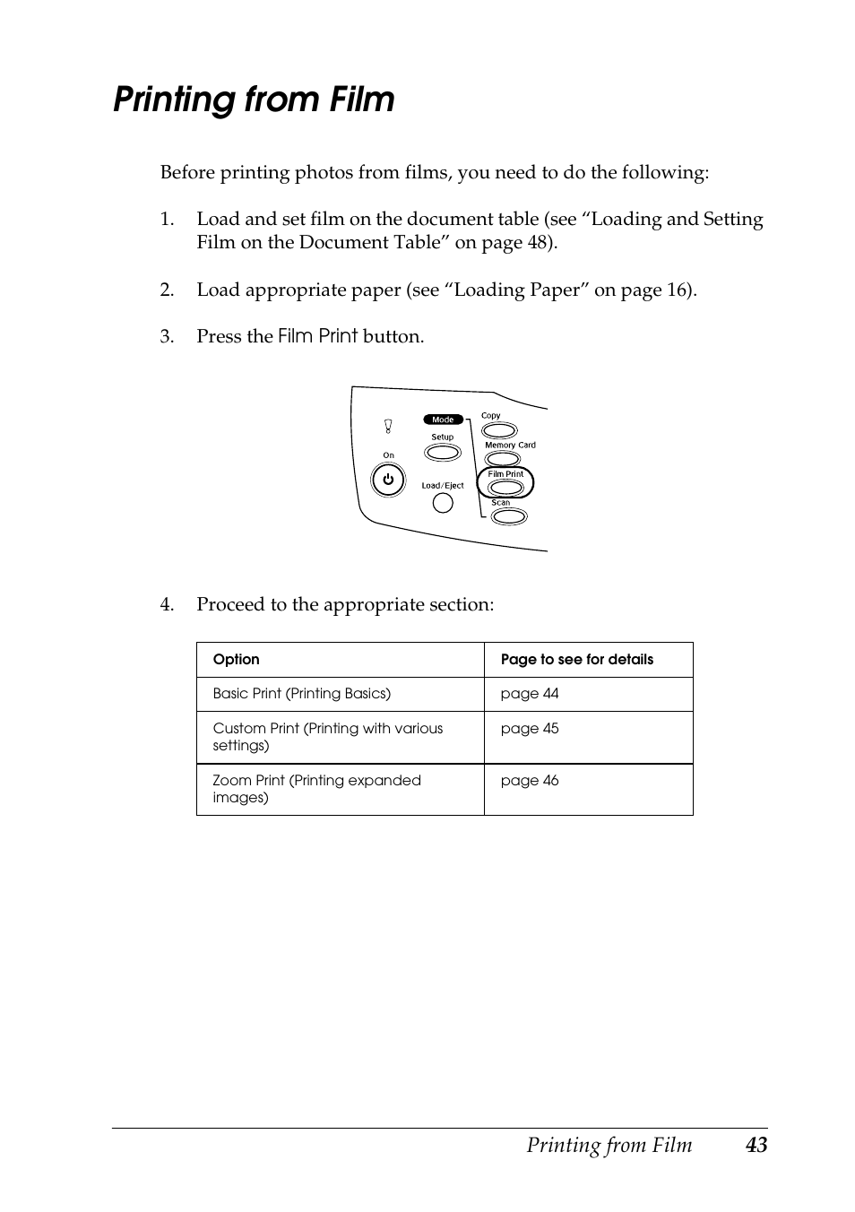 Printing from film | Epson RX600 User Manual | Page 43 / 89