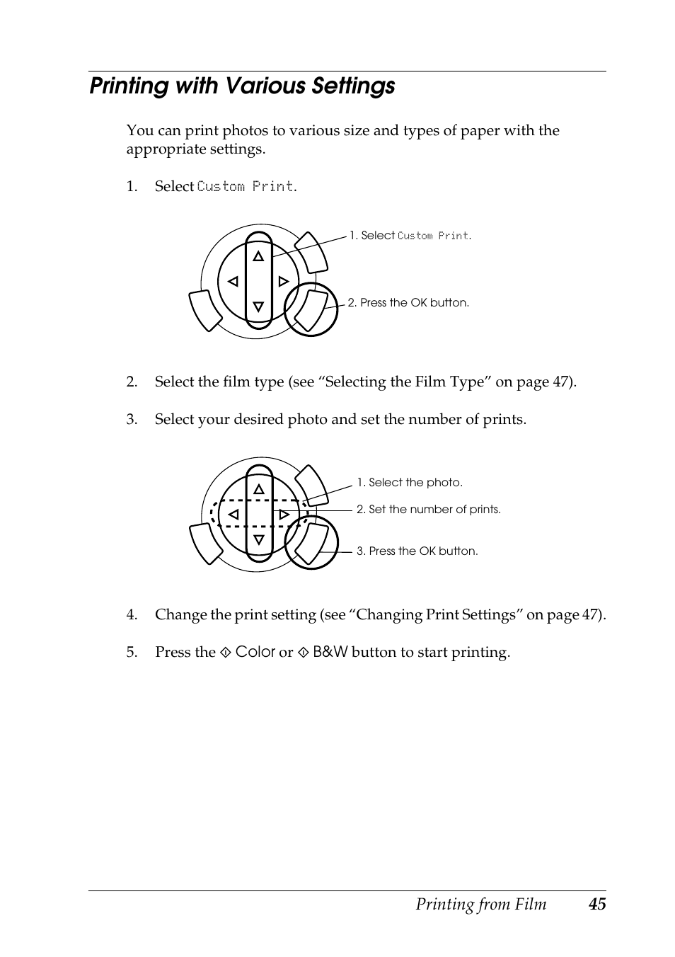 Printing with various settings | Epson RX600 User Manual | Page 45 / 89