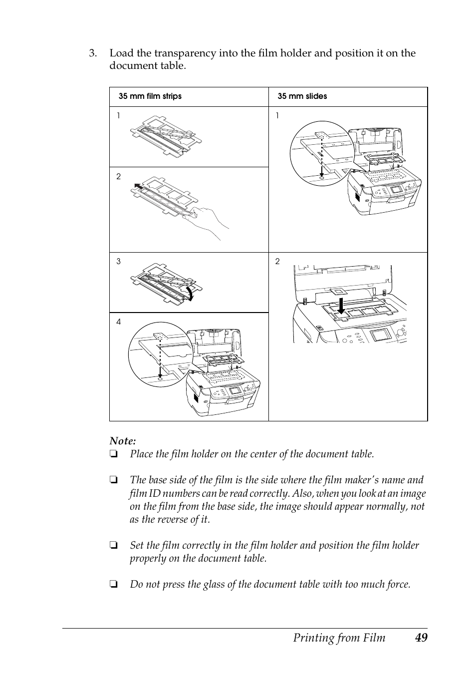 Printing from film | Epson RX600 User Manual | Page 49 / 89