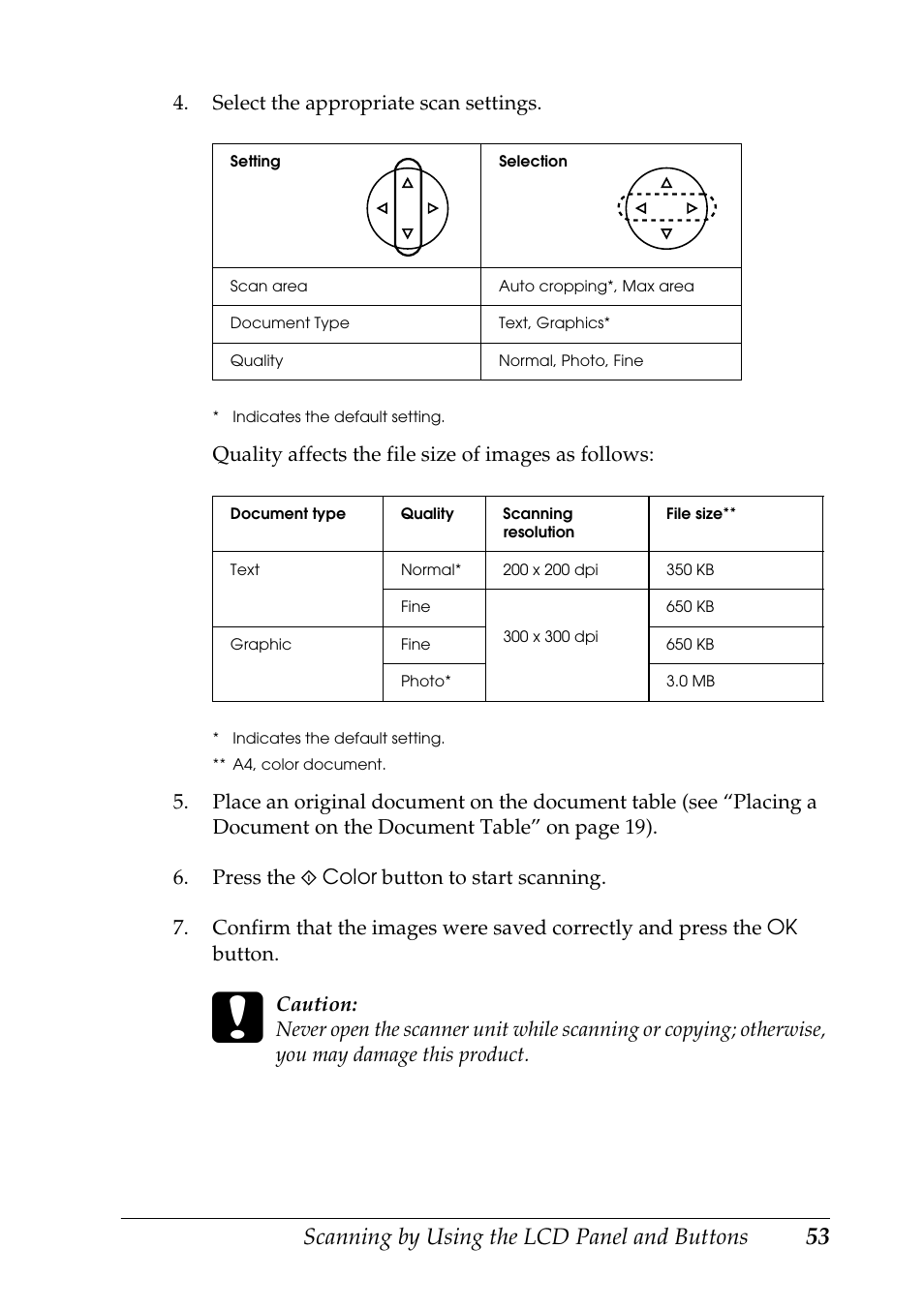 Scanning by using the lcd panel and buttons | Epson RX600 User Manual | Page 53 / 89