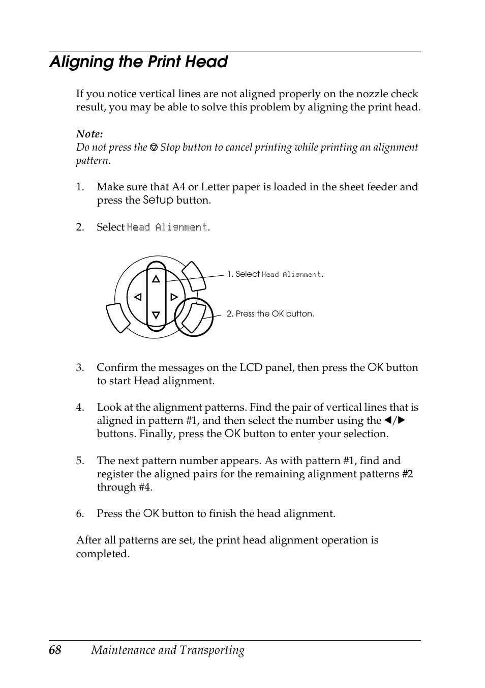 Aligning the print head | Epson RX600 User Manual | Page 68 / 89