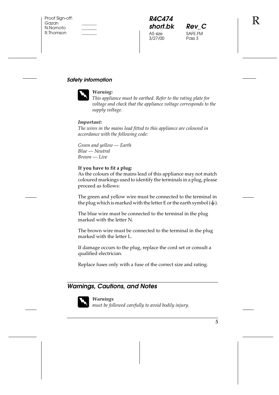 Safety information, Warnings, cautions, and notes | Epson XXX-00 User Manual | Page 11 / 78