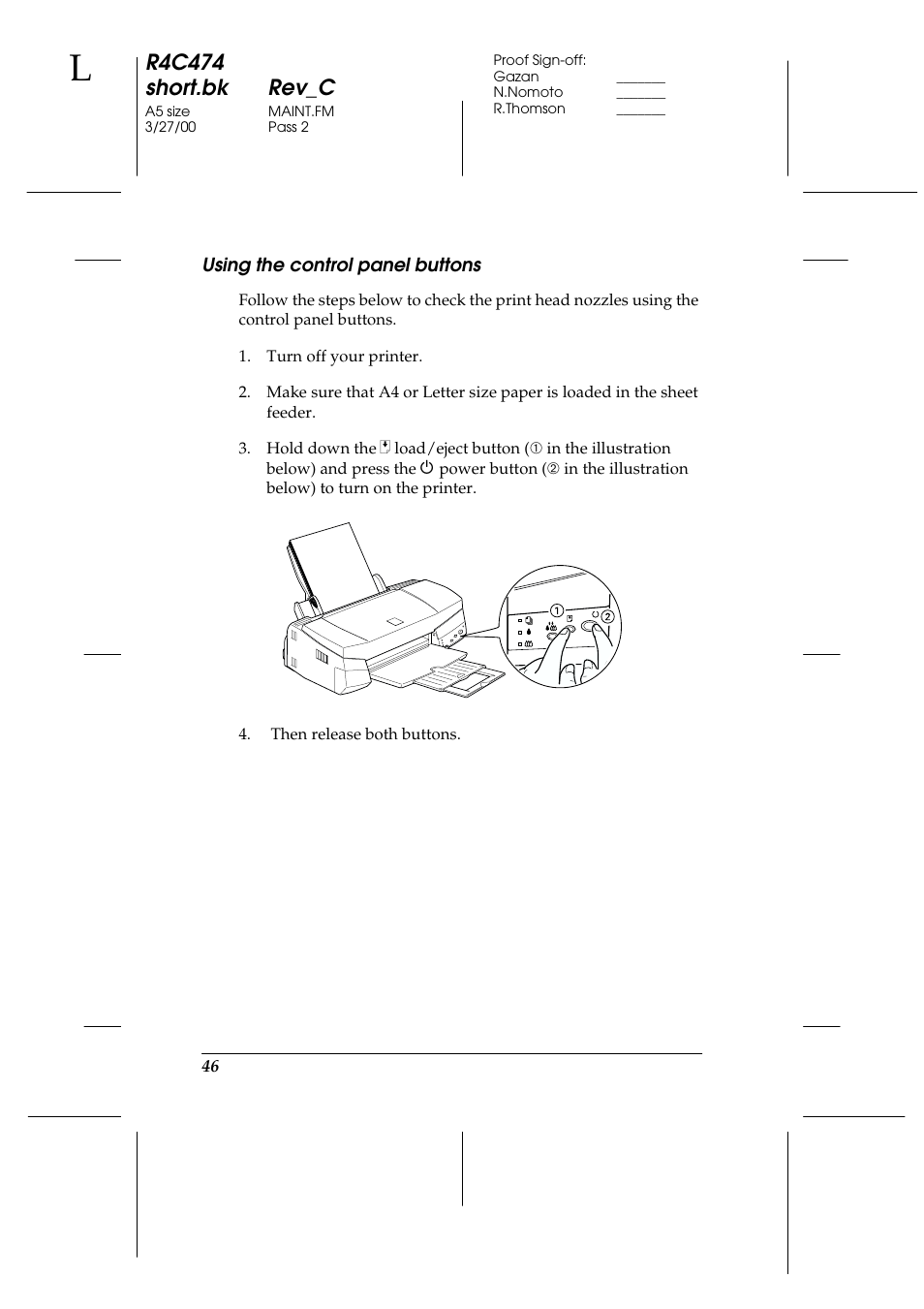 Using the control panel buttons, R4c474 short.bk rev_c | Epson XXX-00 User Manual | Page 52 / 78