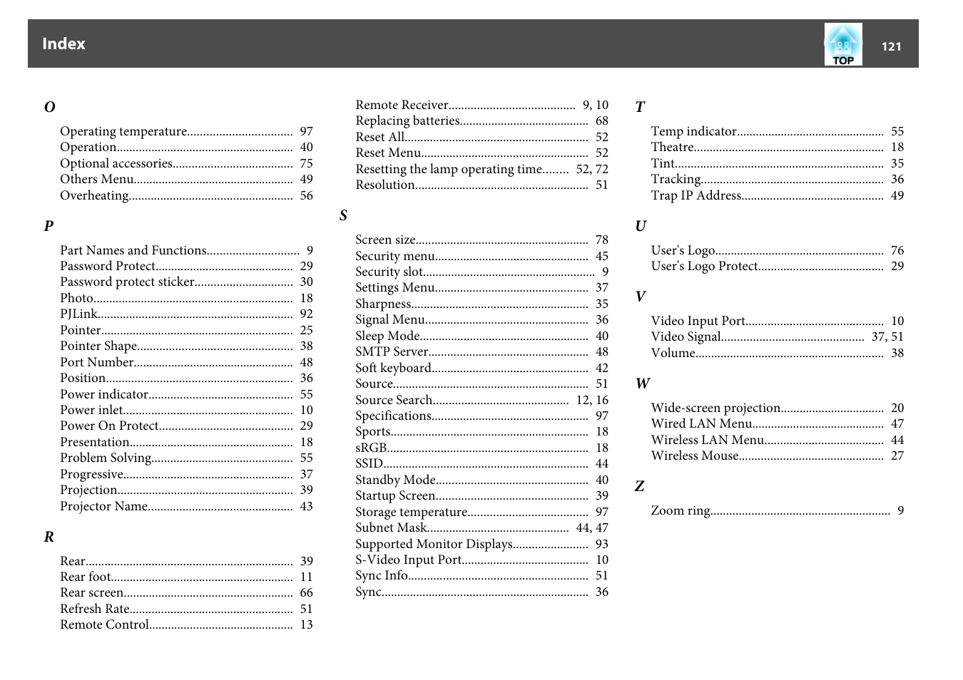 Epson EB 824 User Manual | Page 121 / 121