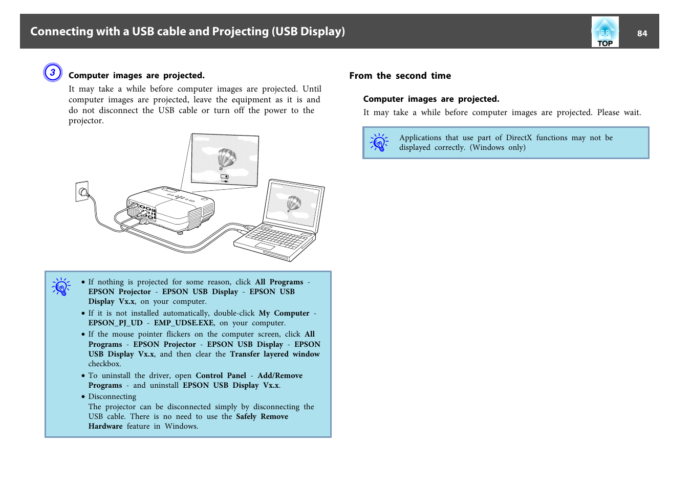 From the second time, P.84 | Epson EB 824 User Manual | Page 84 / 121