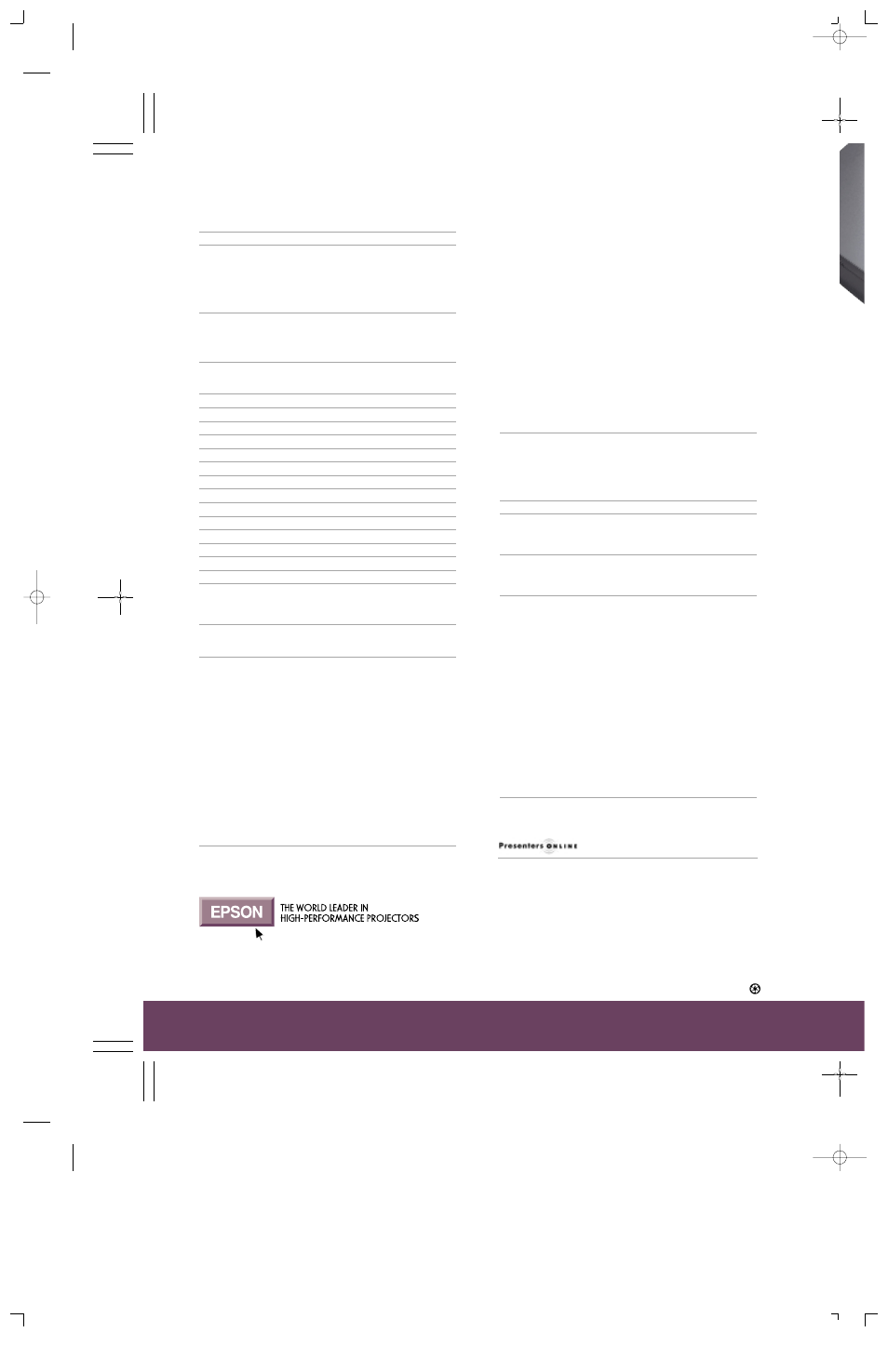 Epson powerlite 7700p specifications | Epson 7700p User Manual | Page 2 / 2