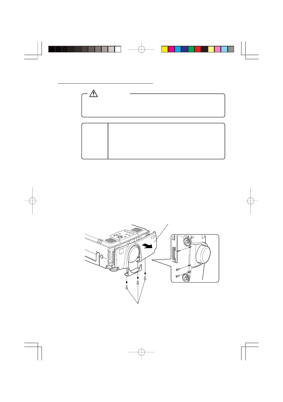 Mounting the zoom lens, Mounting the zoom lens warning, 1 removing the current lens | Epson Long-Focal Length zoom lens ELPLL02 User Manual | Page 28 / 31