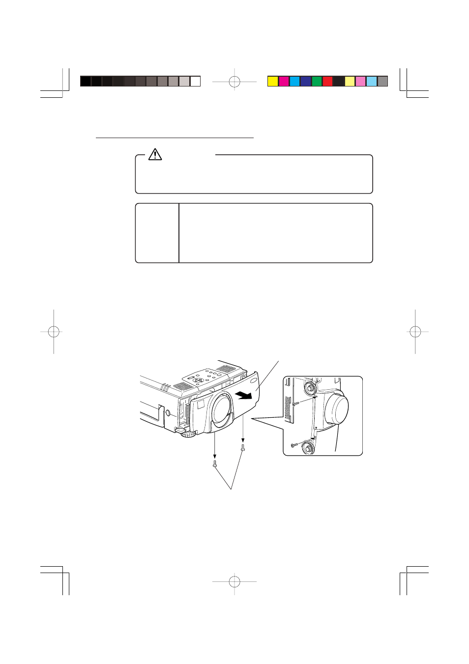 Mounting the zoom lens, Mounting the zoom lens warning, 1 removing the current lens | Epson Long-Focal Length zoom lens ELPLL02 User Manual | Page 3 / 31