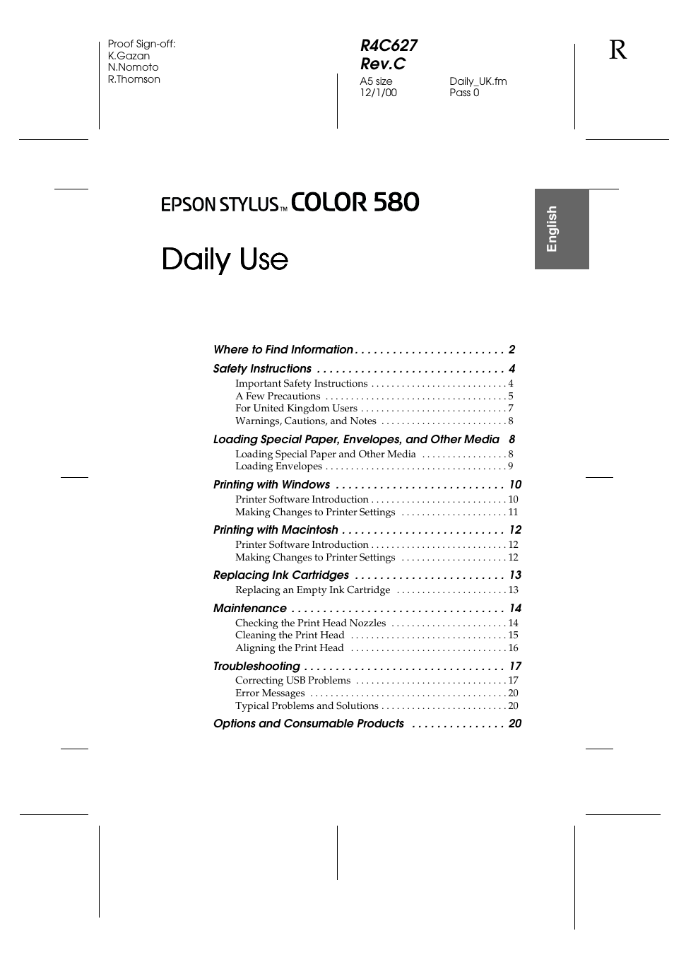 Epson 580 User Manual | Page 2 / 26