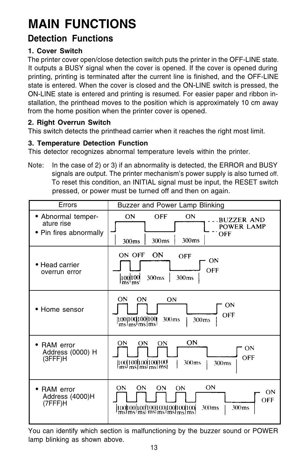 Main functions, Detection functions | Epson 420i User Manual | Page 19 / 85