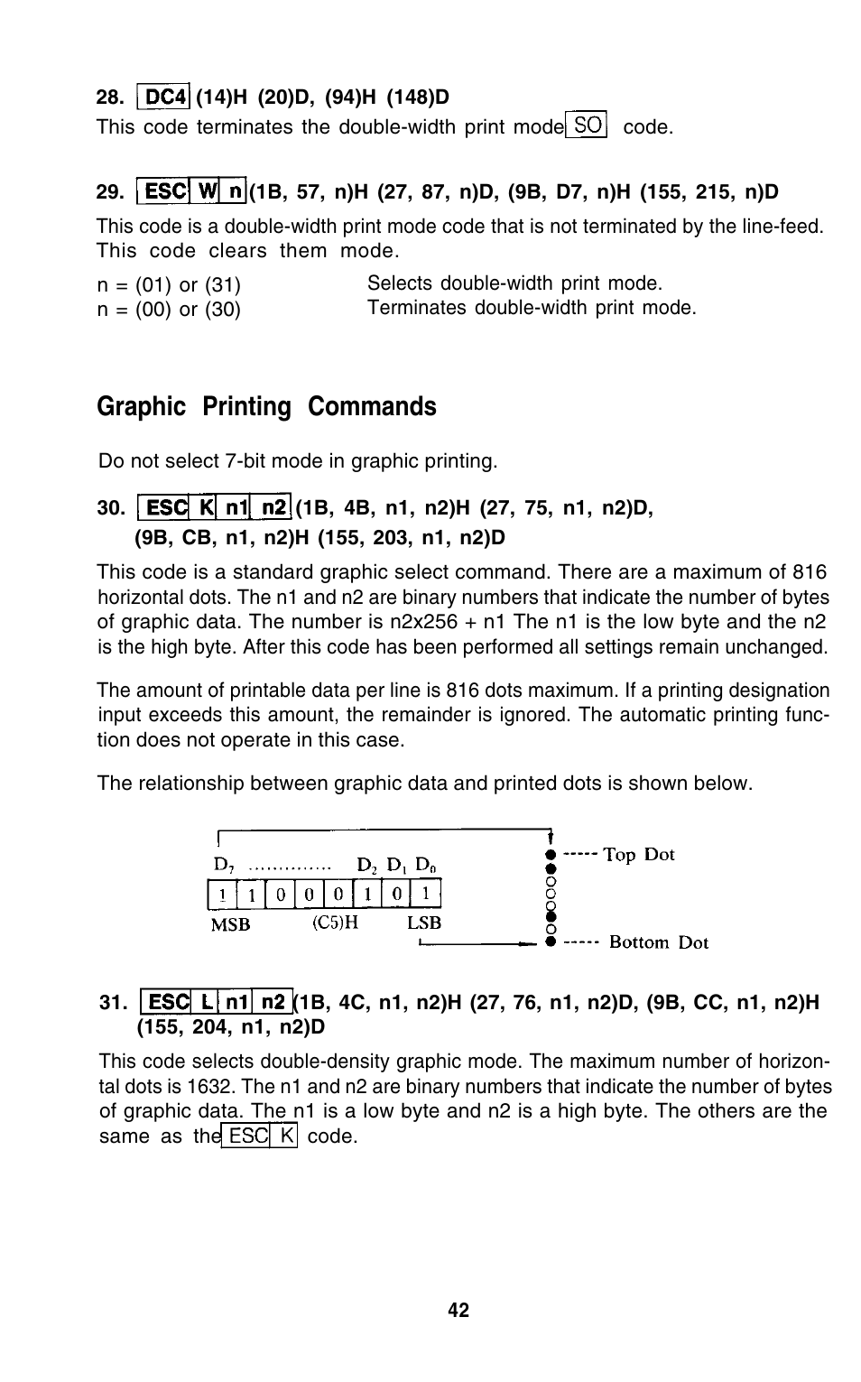 Graphic printing commands | Epson 420i User Manual | Page 48 / 85