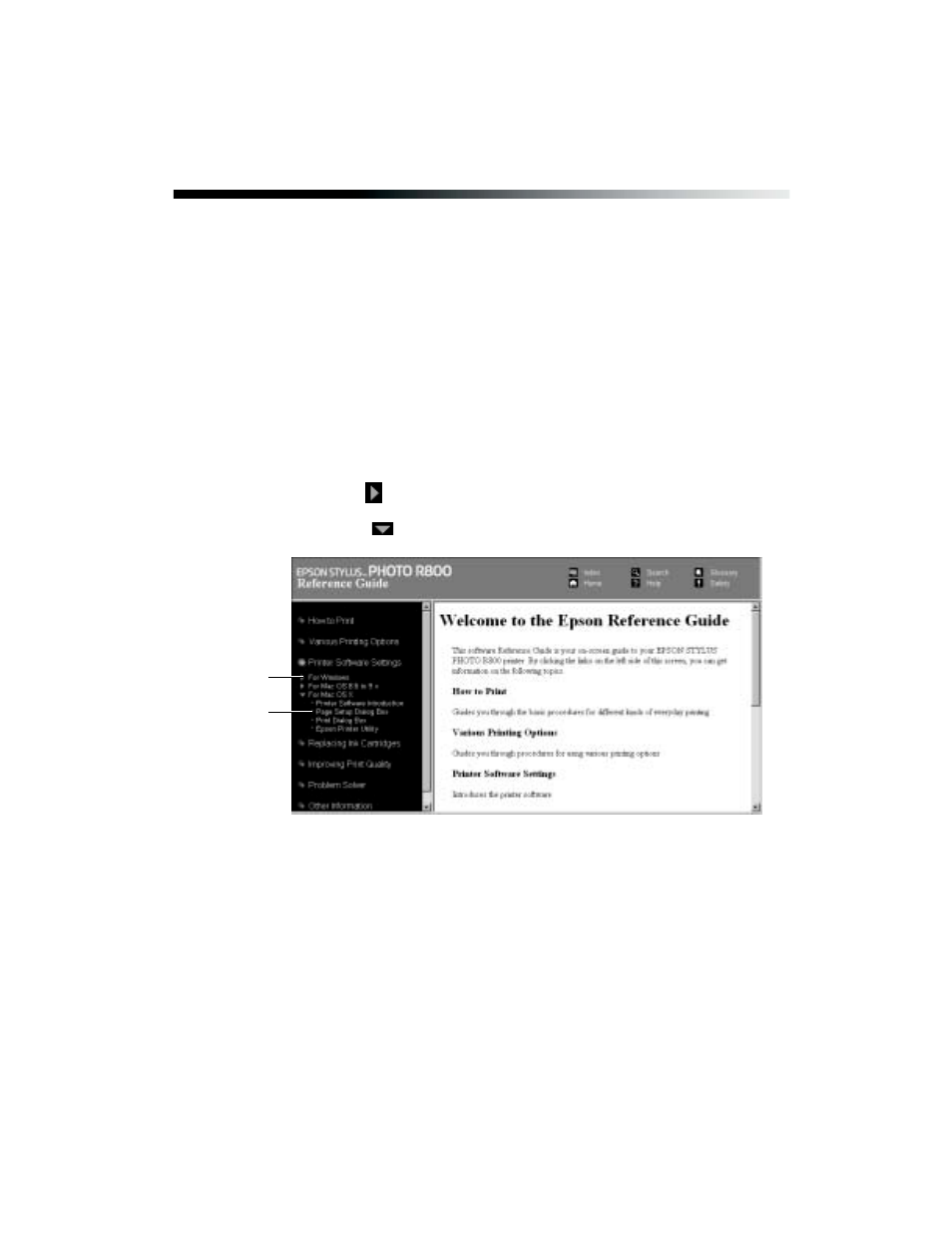 Viewing the on-screen reference guide | Epson R800 User Manual | Page 11 / 116