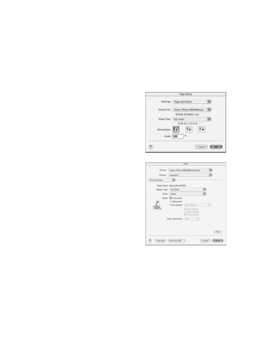 Macintosh osx, Macintosh os x | Epson R800 User Manual | Page 68 / 116