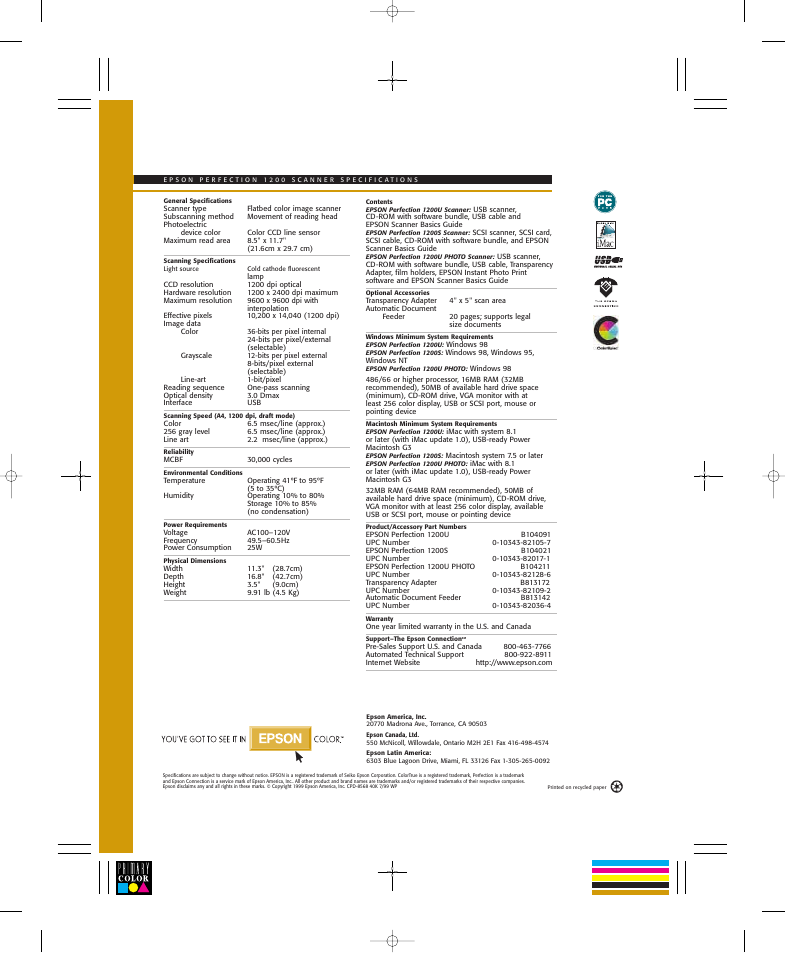 Epson Perfection Color 1200 User Manual | Page 2 / 2