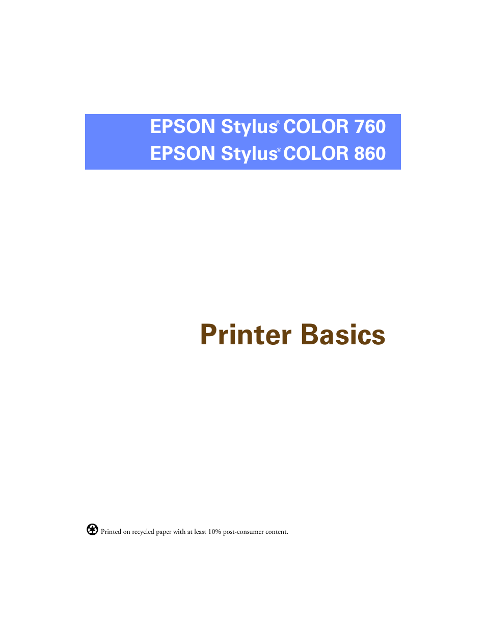 Epson Stylus Color 760/860 User Manual | 74 pages