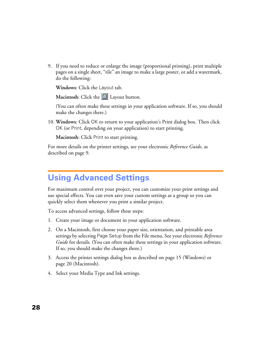Using advanced settings | Epson Stylus Color 760/860 User Manual | Page 34 / 74