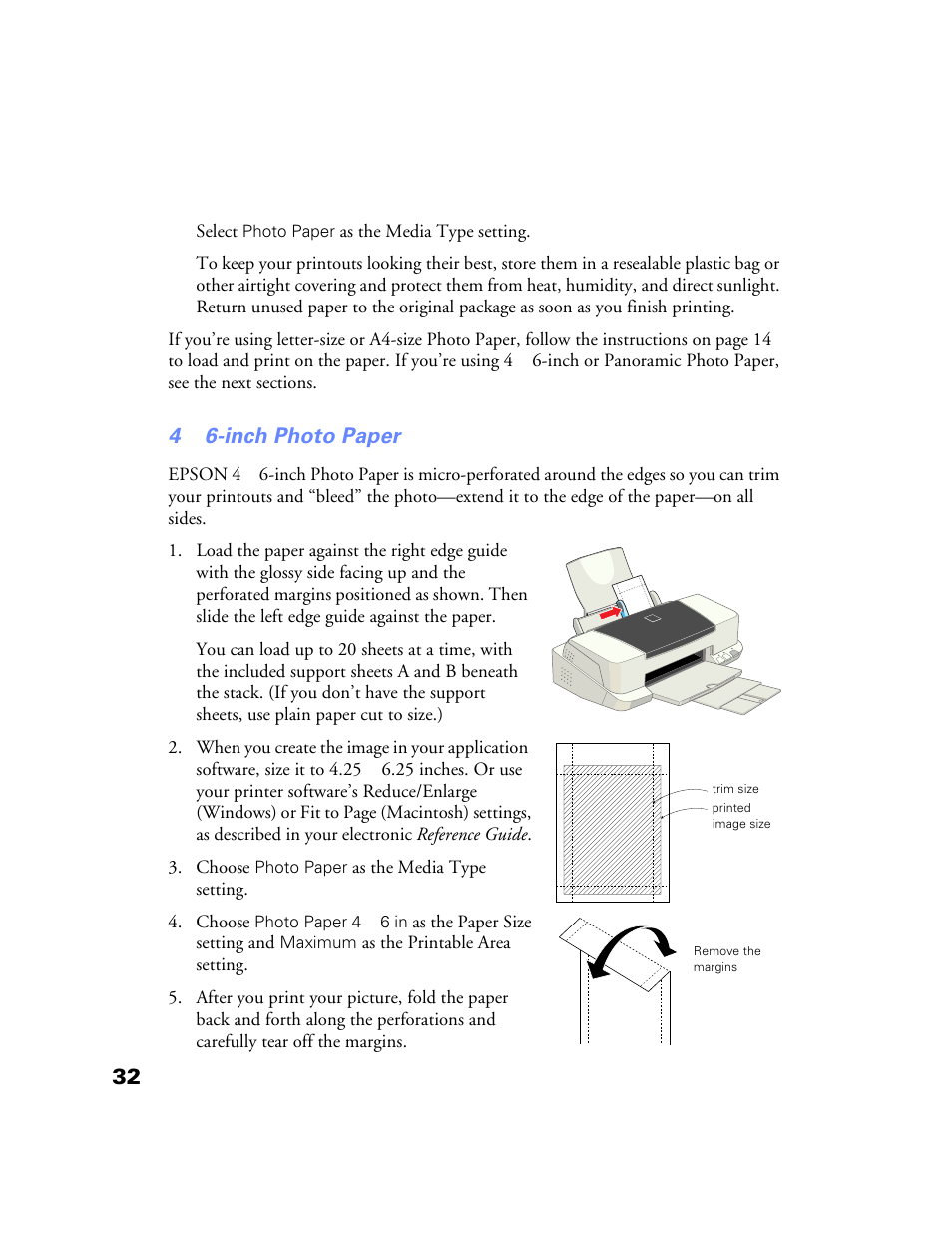 Inch photo paper | Epson Stylus Color 760/860 User Manual | Page 38 / 74