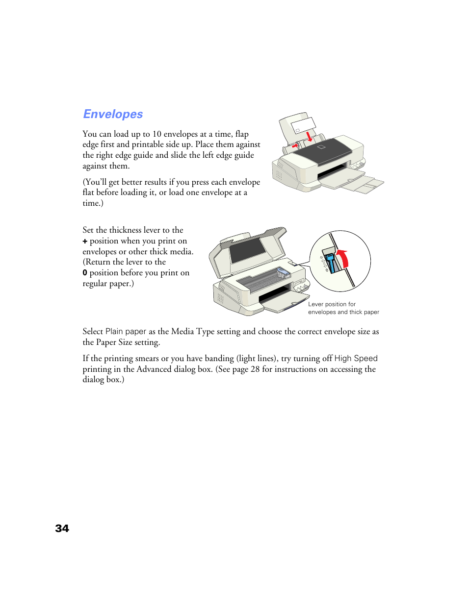 Envelopes | Epson Stylus Color 760/860 User Manual | Page 40 / 74