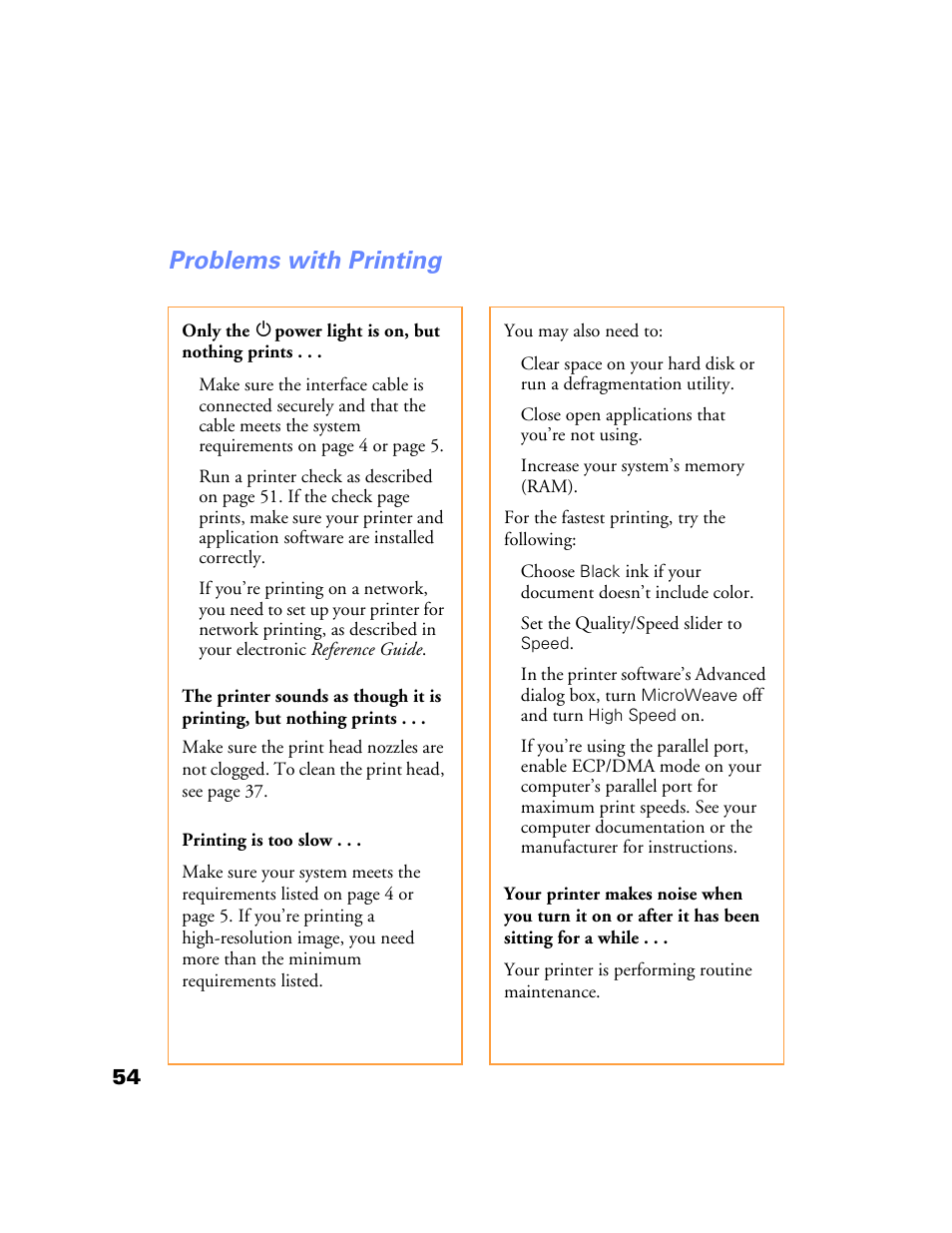 Problems with printing | Epson Stylus Color 760/860 User Manual | Page 60 / 74