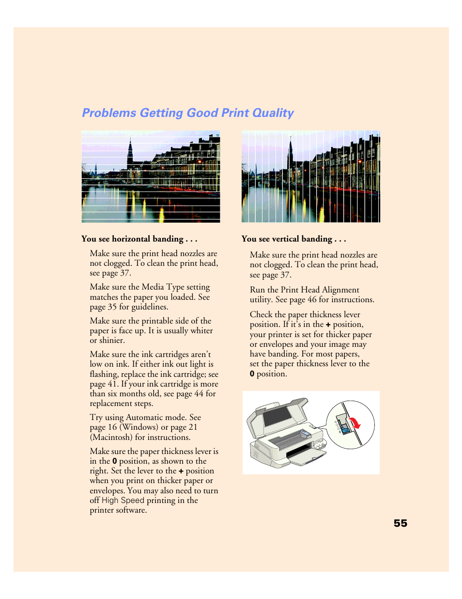 Problems getting good print quality | Epson Stylus Color 760/860 User Manual | Page 61 / 74