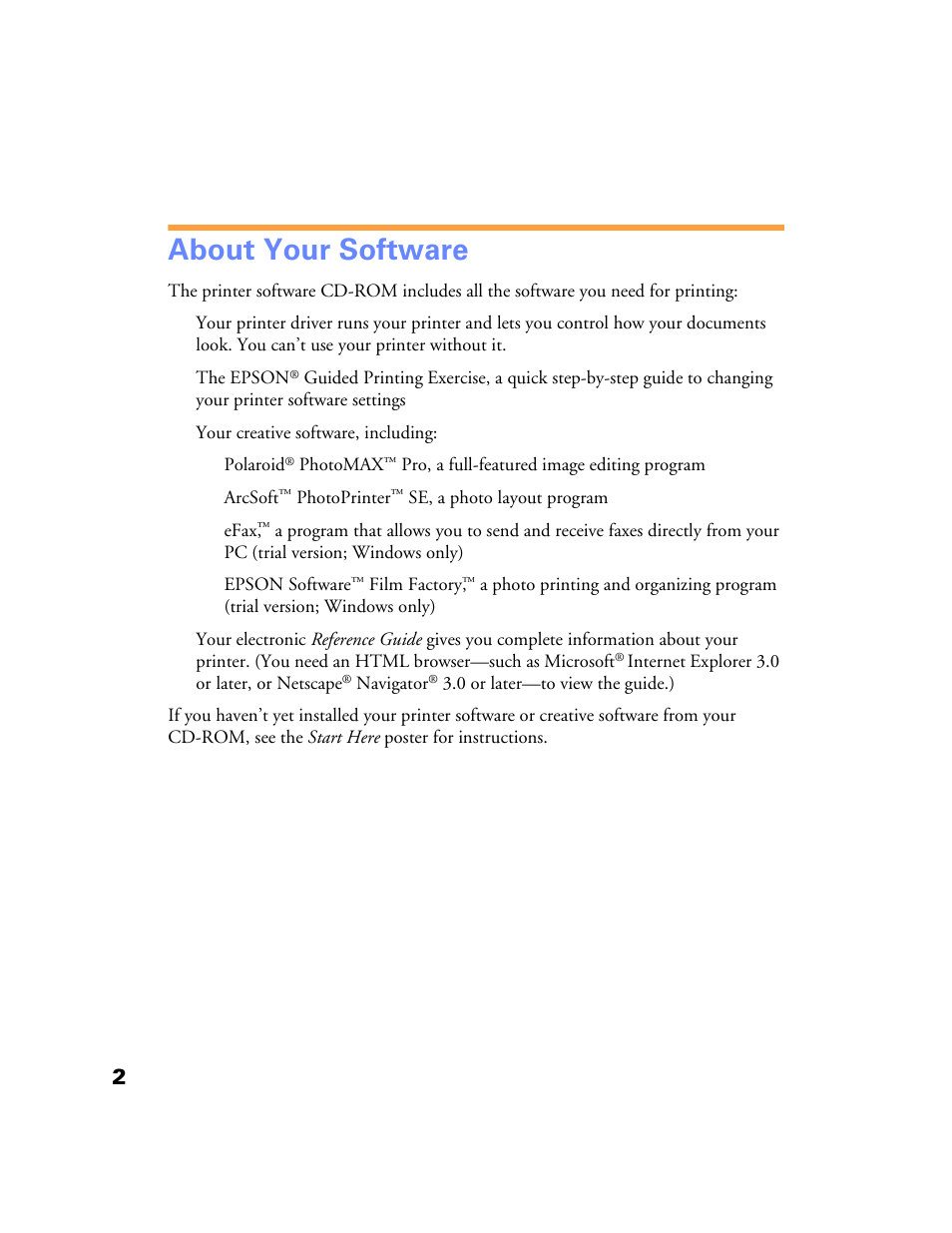 About your software | Epson Stylus Color 760/860 User Manual | Page 8 / 74