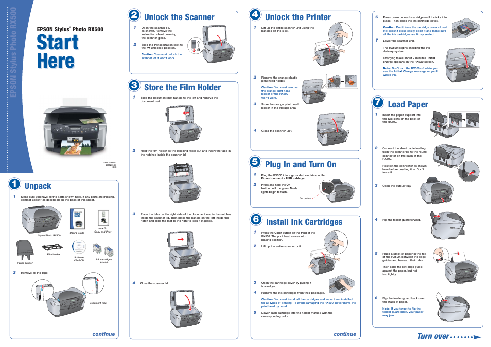 Epson Stylus Photo RX500 User Manual | 8 pages