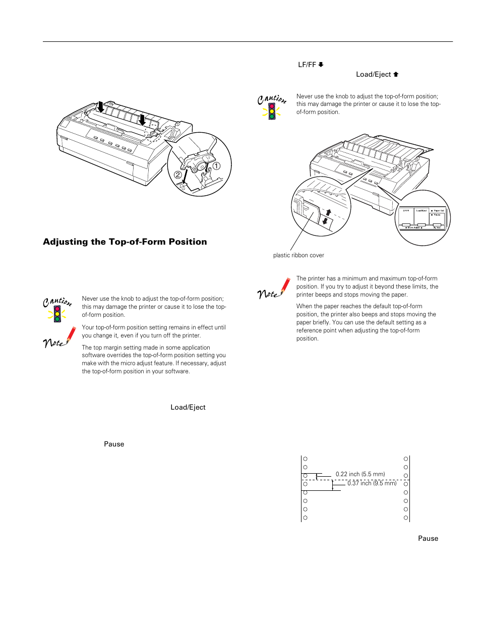 Adjusting the top-of-form position, Epson lq-570e | Epson LQ-570e User Manual | Page 13 / 18