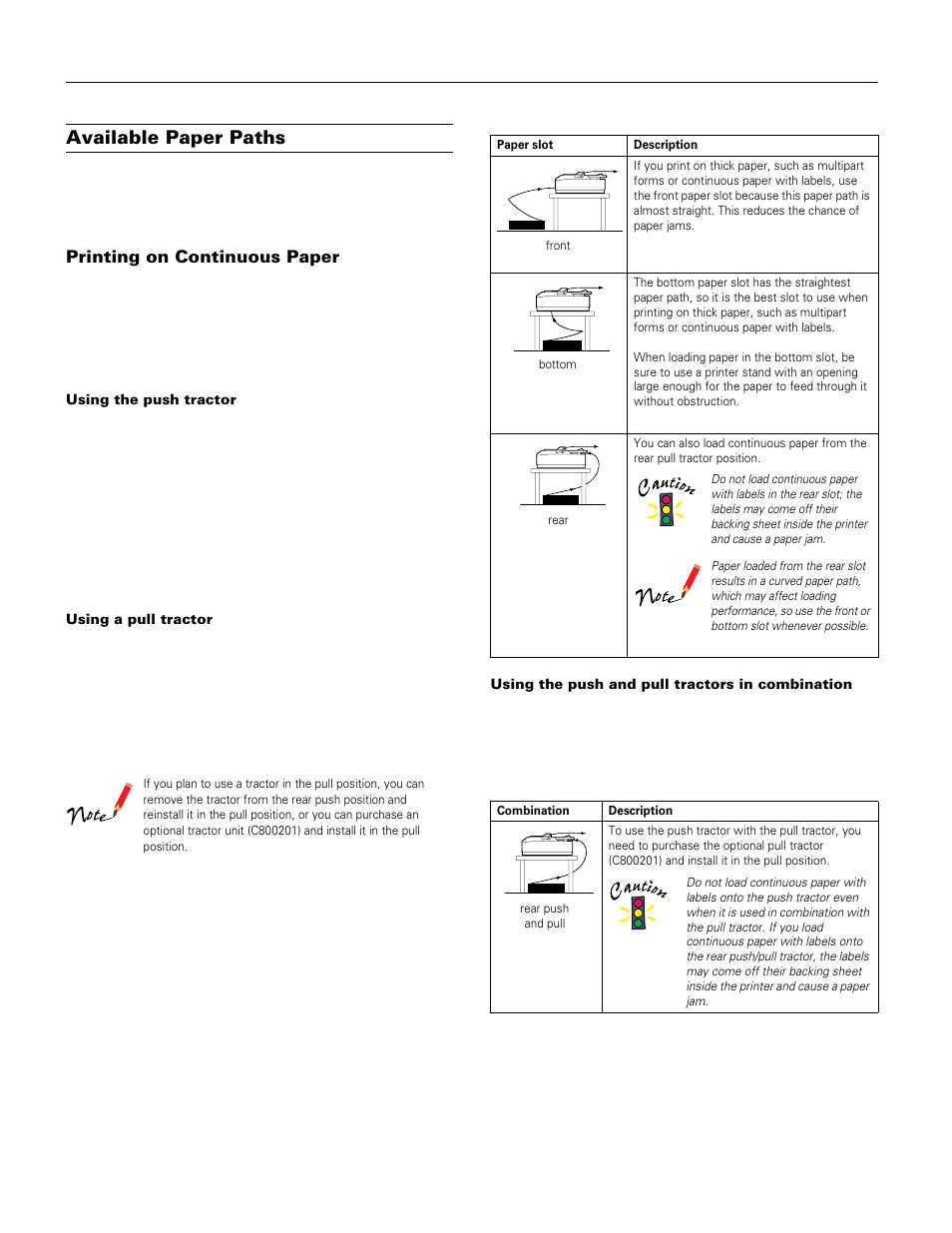 Available paper paths, Printing on continuous paper, Epson lq-570e | Epson LQ-570e User Manual | Page 8 / 18