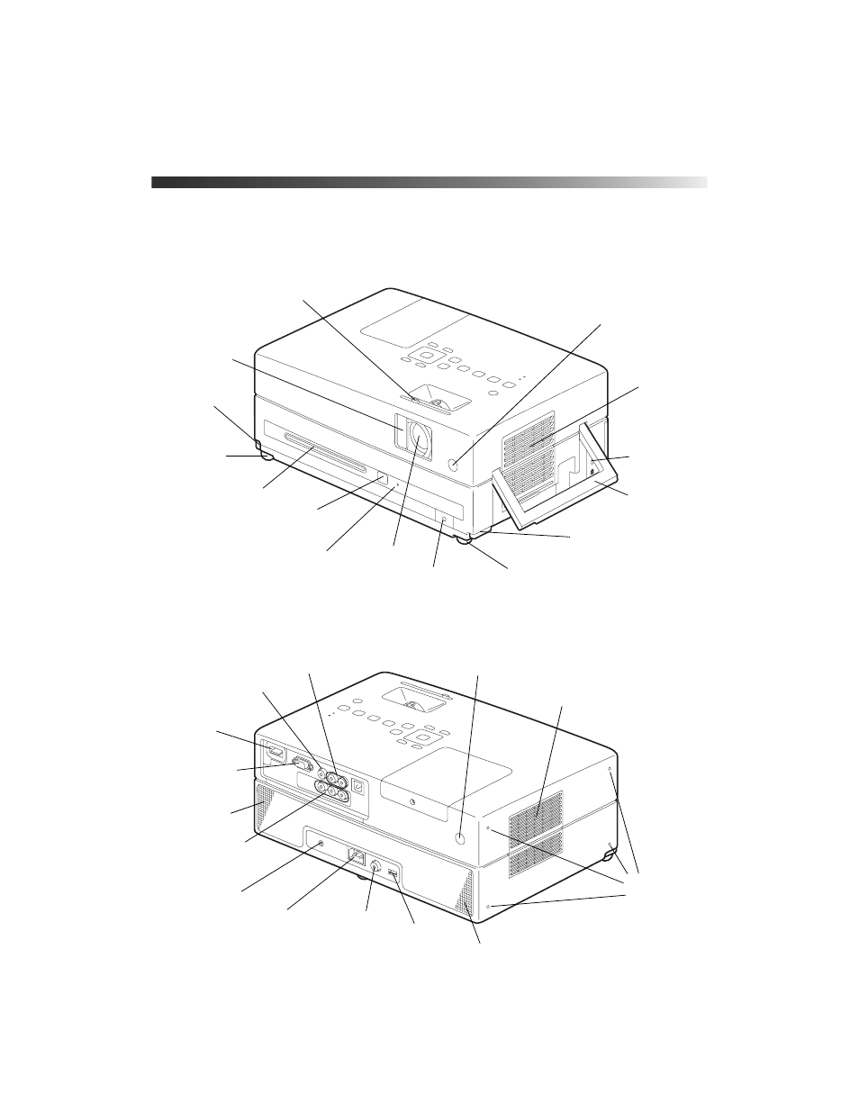 Epson moviemate 85hd parts and controls, Back view front view | Epson 85HD User Manual | Page 9 / 80