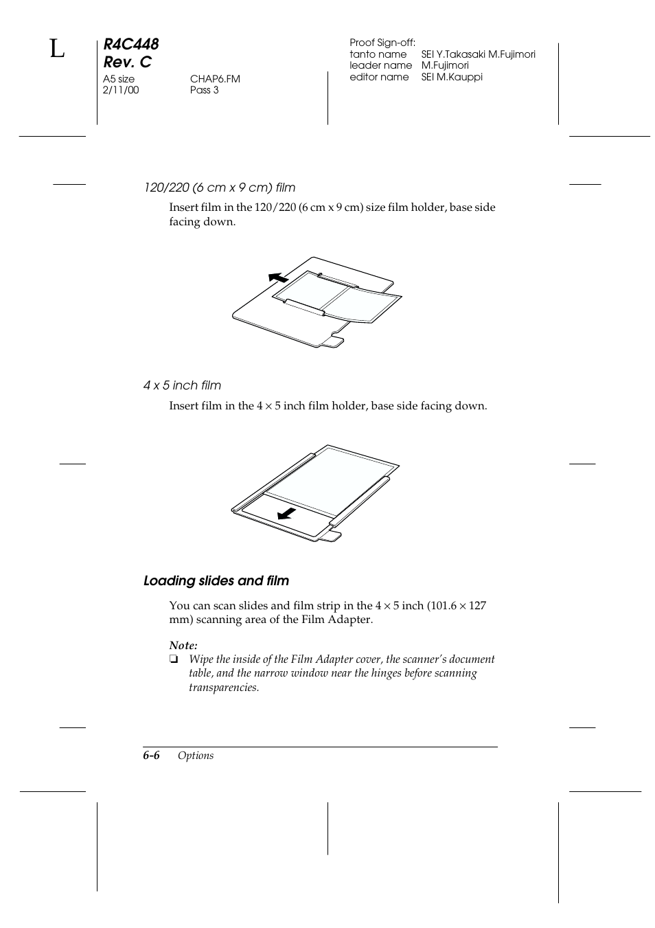 Loading slides and film, Loading slides and film -6, R4c448 rev. c | Epson 1200 series User Manual | Page 106 / 185