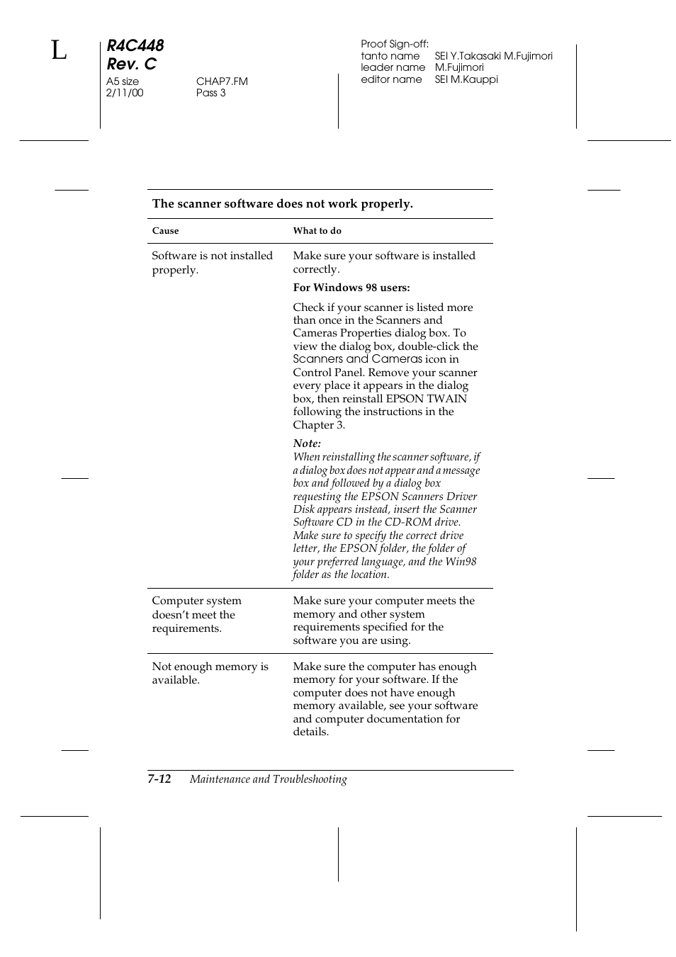 R4c448 rev. c | Epson 1200 series User Manual | Page 136 / 185