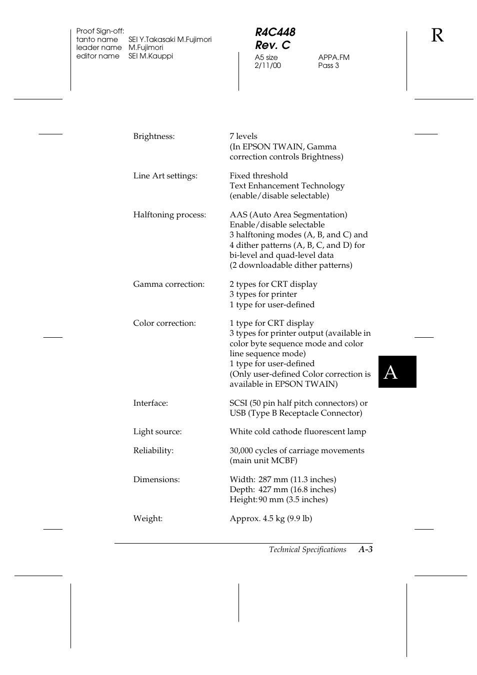 R4c448 rev. c | Epson 1200 series User Manual | Page 157 / 185