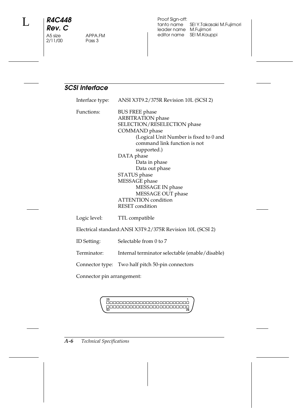 Scsi interface, R4c448 rev. c | Epson 1200 series User Manual | Page 160 / 185