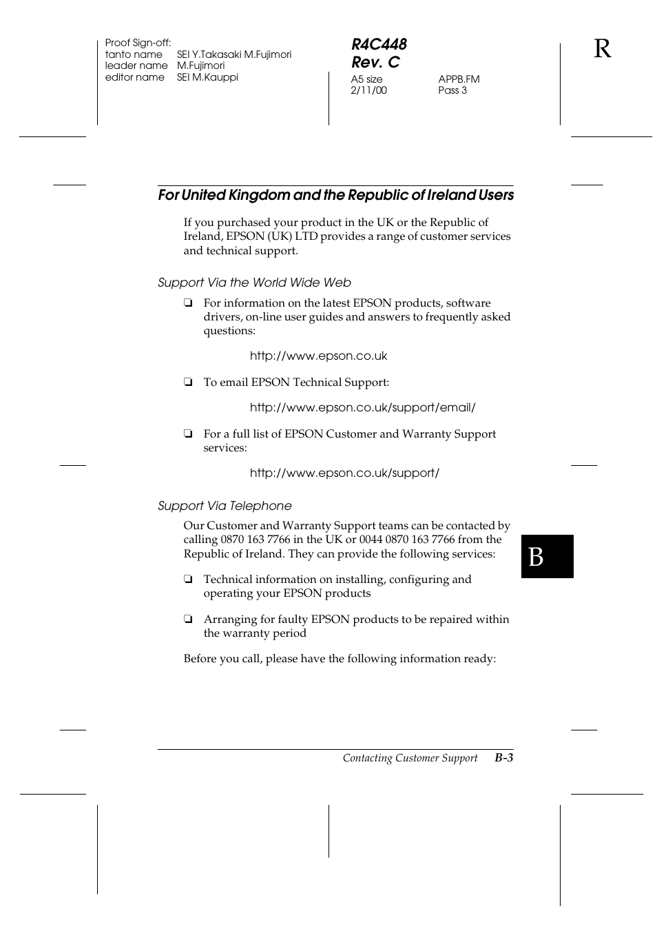 R4c448 rev. c | Epson 1200 series User Manual | Page 167 / 185