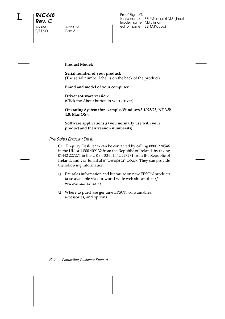 R4c448 rev. c | Epson 1200 series User Manual | Page 168 / 185