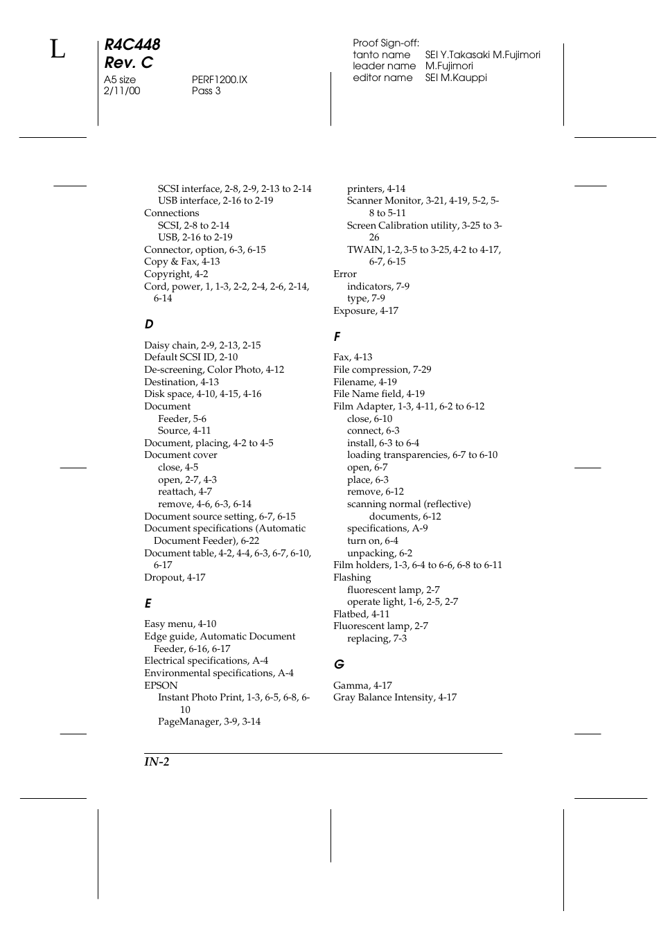 R4c448 rev. c | Epson 1200 series User Manual | Page 180 / 185