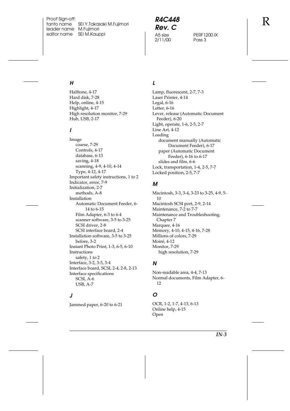R4c448 rev. c | Epson 1200 series User Manual | Page 181 / 185