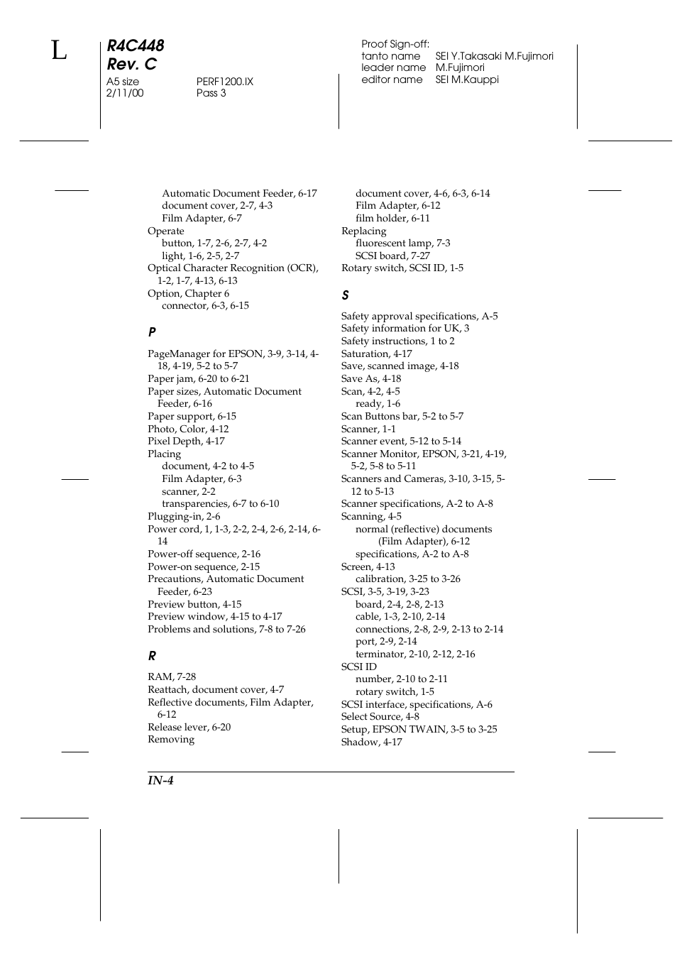 R4c448 rev. c | Epson 1200 series User Manual | Page 182 / 185