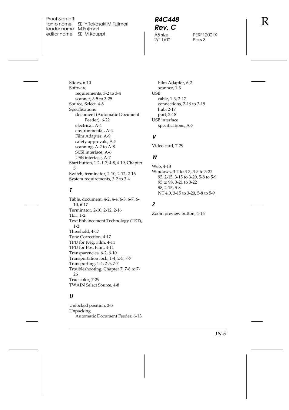 R4c448 rev. c | Epson 1200 series User Manual | Page 183 / 185