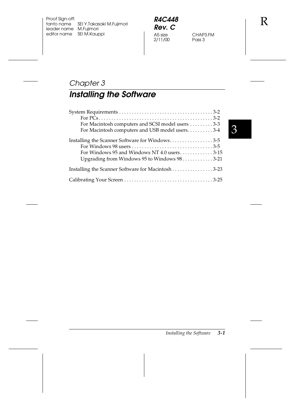 Installing the software, Chapter 3, R4c448 rev. c | Epson 1200 series User Manual | Page 41 / 185